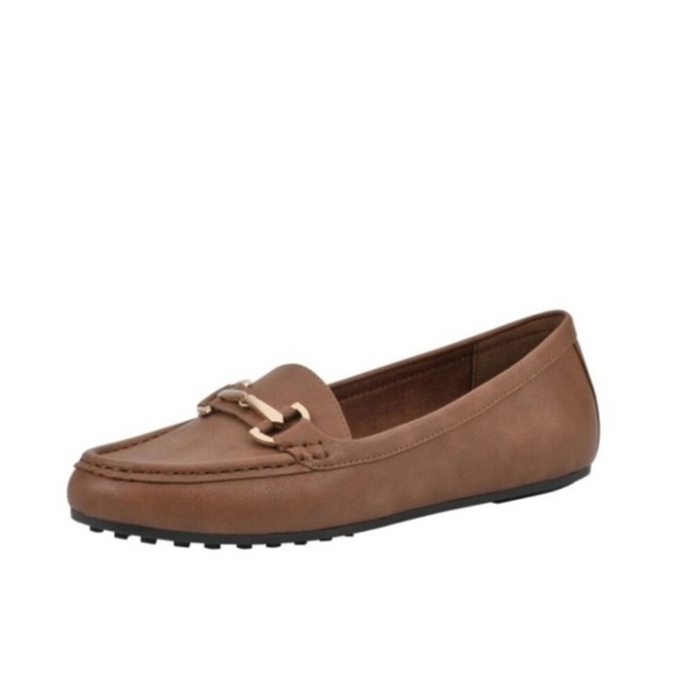 AEROSOLES Day Drive Moc Shoe in Dark Tan w Gold Buckle Brown Loafers size 11